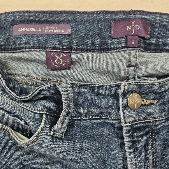 NYDJ Annabelle Skinny Boyfriend Jeans Size 6 Medium Wash Lift Tuck Stretch Denim - Picture 2 of 12